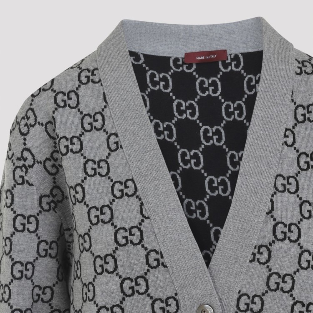 Gucci Gg Knit Grey And Black Wool Cardigan - NWT - Picture 3 of 3